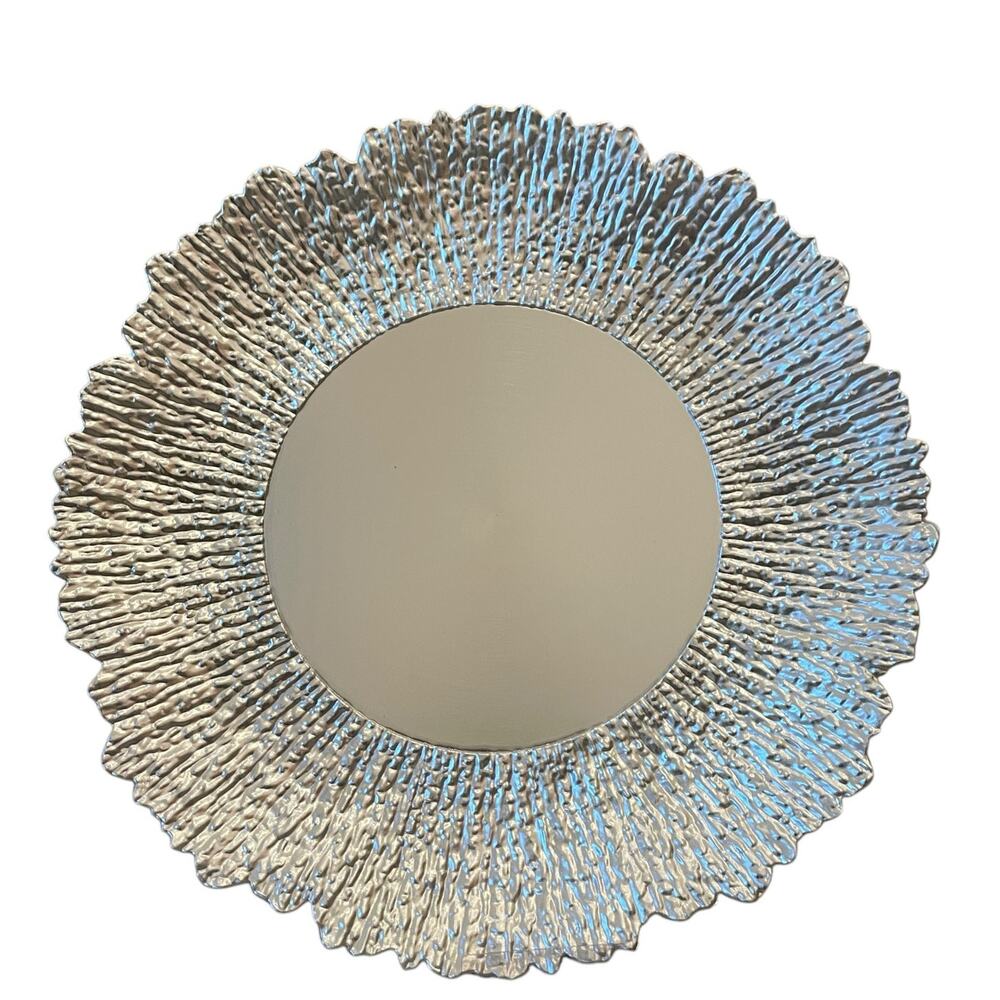 American Atelier Silver Sunbeam Charger Plates 13in Ruffled Rim Set of 4 New